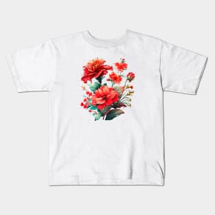 Red Flowers Kids T-Shirt